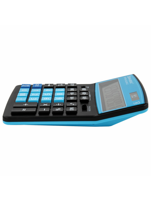 Калькулятор настольный BRAUBERG EXTRA COLOR-12-BKBU (206x155 мм), 12 разрядов, двойное питание, ЧЕРНО-ГОЛУБОЙ, 250476