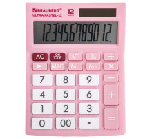 Калькулятор настольный BRAUBERG ULTRA PASTEL-12-PK (192x143 мм), 12 разрядов, двойное питание, РОЗОВЫЙ, 250503