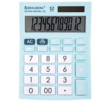 Калькулятор настольный BRAUBERG ULTRA PASTEL-12-LB (192x143 мм), 12 разрядов, двойное питание, ГОЛУБОЙ, 250502