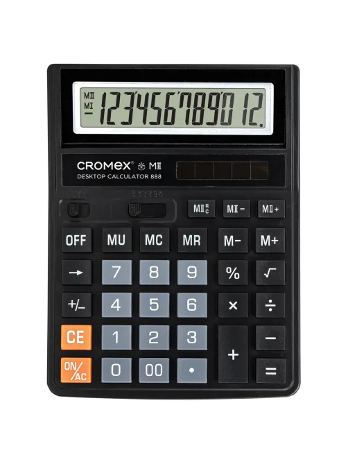 Калькулятор настольный CROMEX (КРОМЕКС) 888 (185x145 мм), 12 разрядов, ЧЕРНЫЙ, 271728