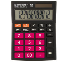 Калькулятор настольный BRAUBERG ULTRA COLOR-12-BKWR (192x143 мм), 12 разрядов, двойное питание, ЧЕРНО-МАЛИНОВЫЙ, 250500