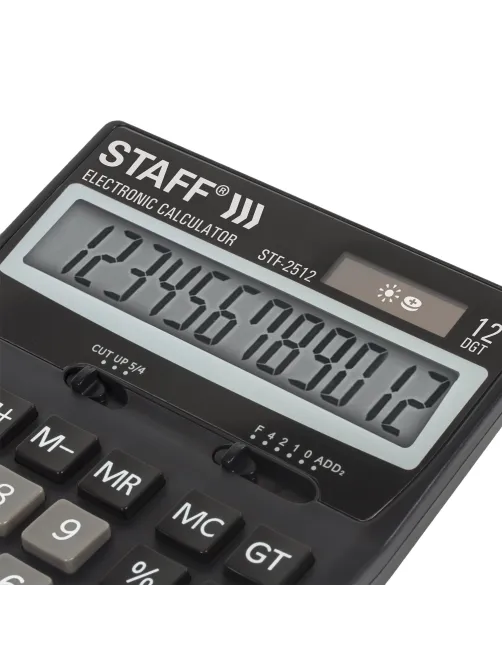 Калькулятор настольный STAFF STF-2512 (170х125 мм), 12 разрядов, двойное питание, 250136