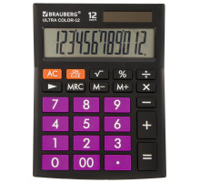 Калькулятор настольный BRAUBERG ULTRA COLOR-12-BKPR (192x143 мм), 12 разрядов, двойное питание, ЧЕРНО-ФИОЛЕТОВЫЙ, 250501
