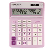 Калькулятор настольный BRAUBERG EXTRA PASTEL-12-PR (206x155 мм), 12 разрядов, двойное питание, СИРЕНЕВЫЙ, 250489
