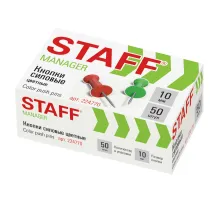 Силовые кнопки-гвоздики цветные STAFF 50 штук, в картонной коробке, 224770