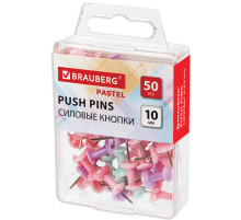 Силовые кнопки-гвоздики BRAUBERG PASTEL, пастельные цвета, 50 штук, 10 мм, 272758