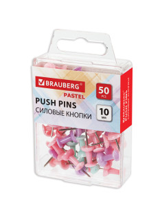 Силовые кнопки-гвоздики BRAUBERG PASTEL, пастельные цвета, 50 штук, 10 мм, 272758