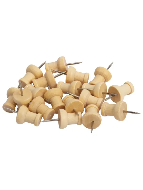 Силовые кнопки-гвоздики BRAUBERG WOOD, деревянные, 30 штук, 10 мм, 272759