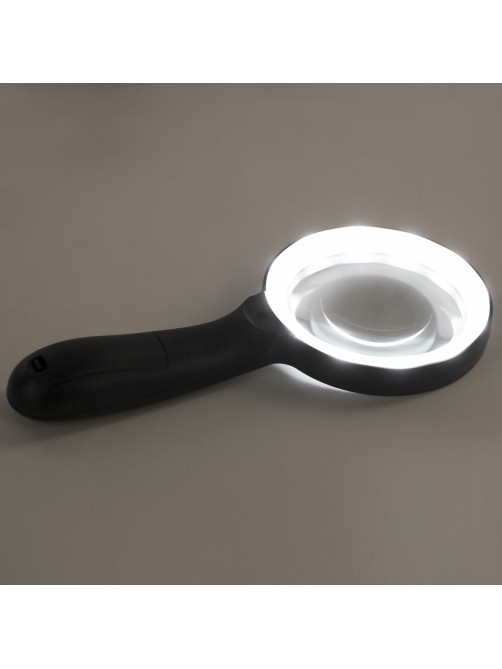 Лупа просмотровая с LED-ПОДСВЕТКОЙ, диаметр 90 мм, увеличение 10, корпус черный, BRAUBERG, 455928