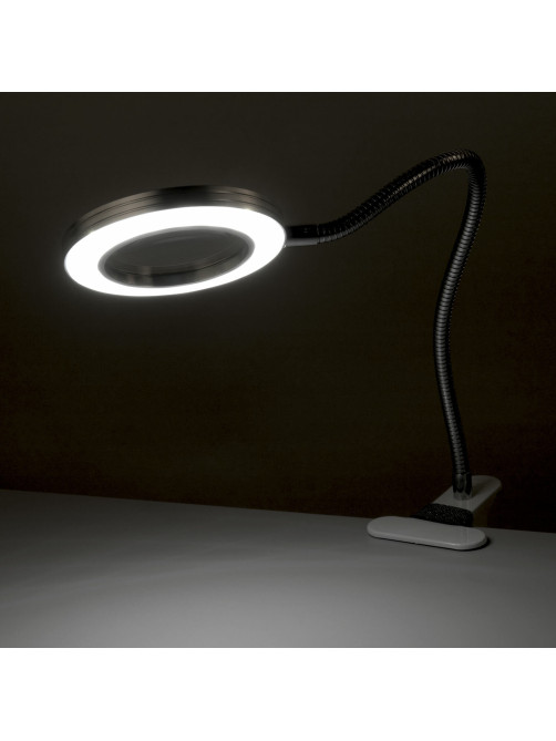 Лупа настольная на прищепке с LED-ПОДСВЕТКОЙ, диаметр 75 мм, увеличение 3, BRAUBERG, 455931
