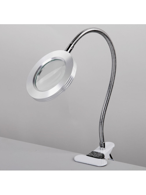Лупа настольная на прищепке с LED-ПОДСВЕТКОЙ, диаметр 75 мм, увеличение 3, BRAUBERG, 455931