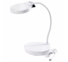 Лупа настольная с LED-ПОДСВЕТКОЙ, диаметр 110 мм, увеличение 3, корпус белый, BRAUBERG, 455930