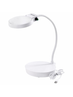 Лупа настольная с LED-ПОДСВЕТКОЙ, диаметр 110 мм, увеличение 3, корпус белый, BRAUBERG, 455930
