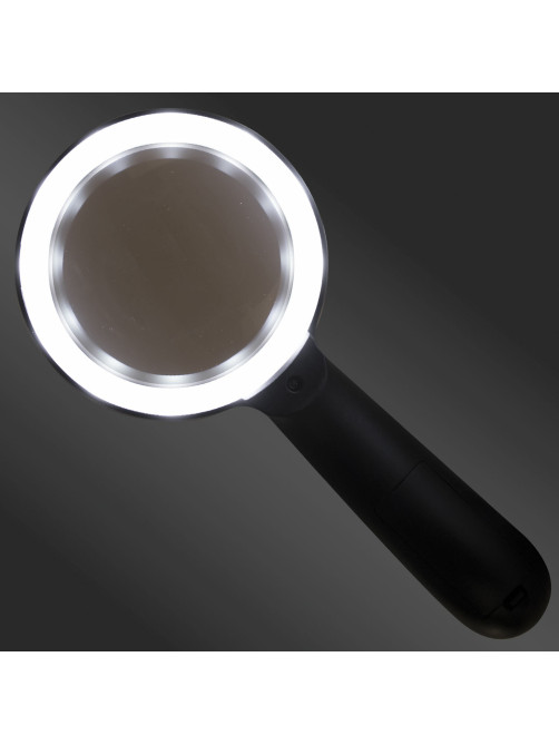 Лупа просмотровая с LED-ПОДСВЕТКОЙ, диаметр 90 мм, увеличение 10, корпус черный, BRAUBERG, 455928