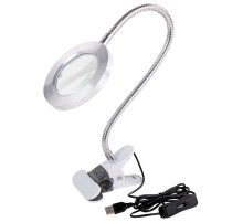 Лупа настольная на прищепке с LED-ПОДСВЕТКОЙ, диаметр 75 мм, увеличение 3, BRAUBERG, 455931