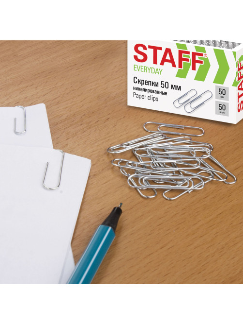 Скрепки большие 50 мм, STAFF 