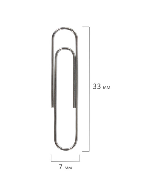 Скрепки BRAUBERG, 33 мм, никелированные, 100 шт., в картонной коробке, 270443