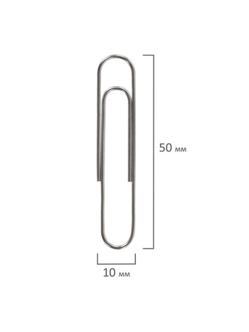 Скрепки большие 50 мм, BRAUBERG, оцинкованные, 50 шт., в картонной коробке, 227589