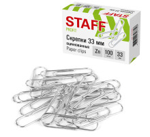 Скрепки STAFF, 33 мм, оцинкованные, 100 шт., в картонной коробке, 270445