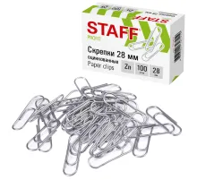 Скрепки STAFF, 28 мм, оцинкованные, 100 шт., в картонной коробке, 270451