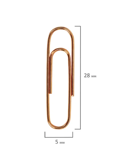 Скрепки BRAUBERG, 28 мм, омедненные, 100 шт., в картонной коробке, 270448