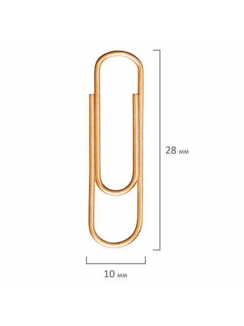 Скрепки BRAUBERG, 28 мм, золотистые, 100 шт., в картонной коробке, 221529