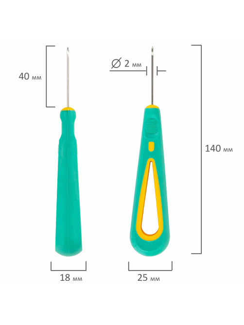 Шило с крючком, общая длина 140 мм, d=2 мм, прорезиненная ручка, STAFF, 238115