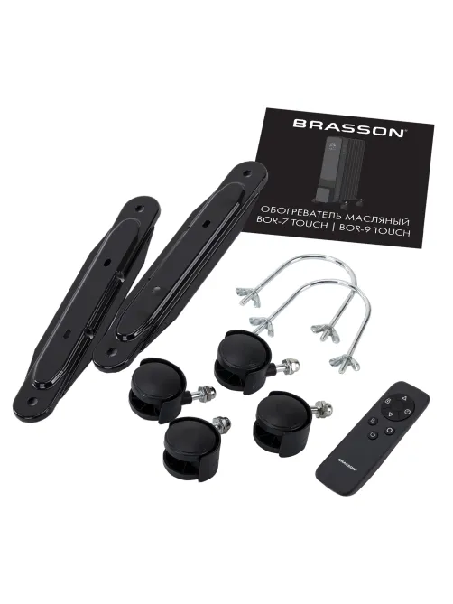Обогреватель масляный BRASSON (БРАССОН) BOR-7 TOUCH, 7 секций, 1500 Вт, 3 режима, сенсор, пульт ДУ, черный, 457777