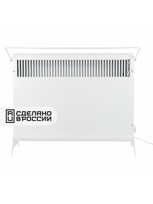 Обогреватель-конвектор SONNEN MINI-1500.2, 1500 Вт, вешалка, Х-образный нагревательный элемент, белый, сделано в России, 457631