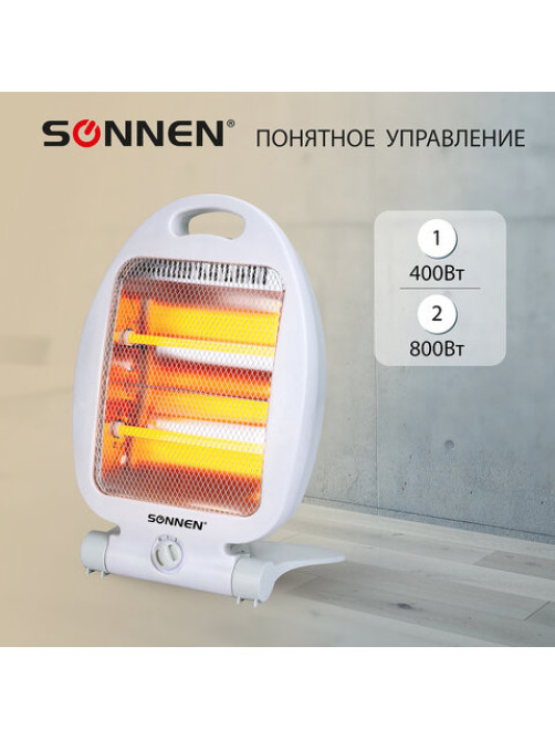 Обогреватель инфракрасный SONNEN RH06, 800 Вт, 2 режима работы, напольная установка, белый, 455737