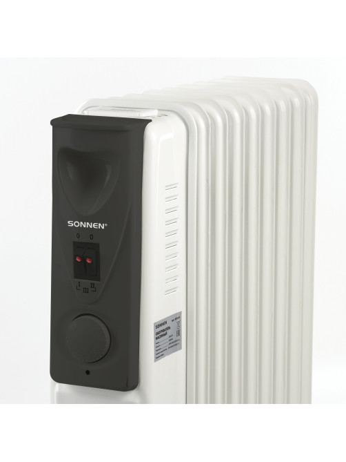 Обогреватель масляный SONNEN DFS-09, 2000 Вт, 9 секций, белый, 453499