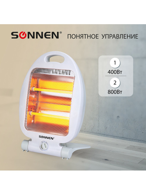 Обогреватель инфракрасный SONNEN RH06, 800 Вт, 2 режима работы, напольная установка, белый, 455737