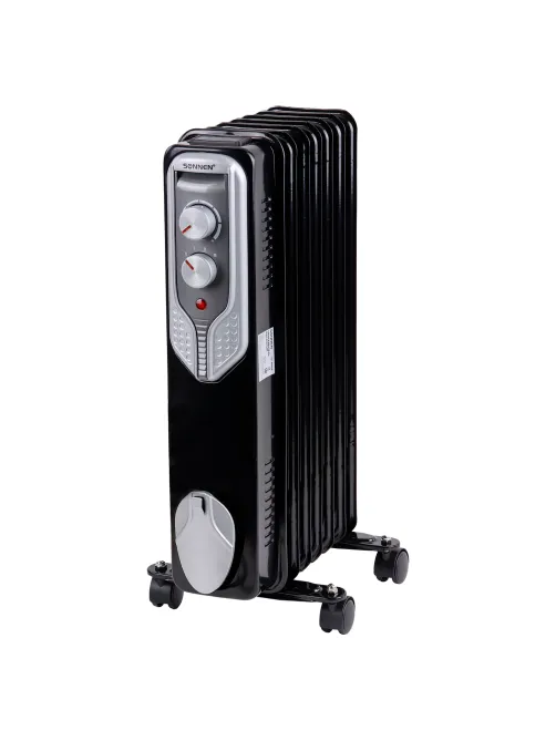 Обогреватель масляный SONNEN DFN-09BL, 2000 Вт, 9 секций, черный, 455311