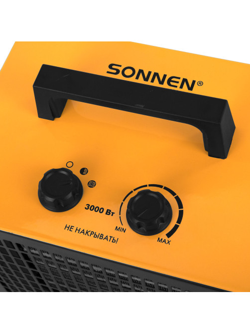 Тепловая пушка электрическая SONNEN PTC3001, 3000 Вт, керамический нагревательный элемент, 2 режима, 456206