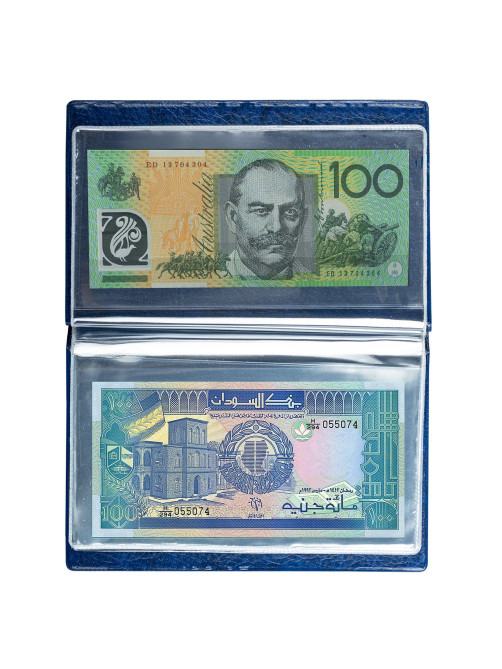 Альбом нумизмата для 24 бон (купюр), 125х185 мм, ПВХ, синий, STAFF, 238079