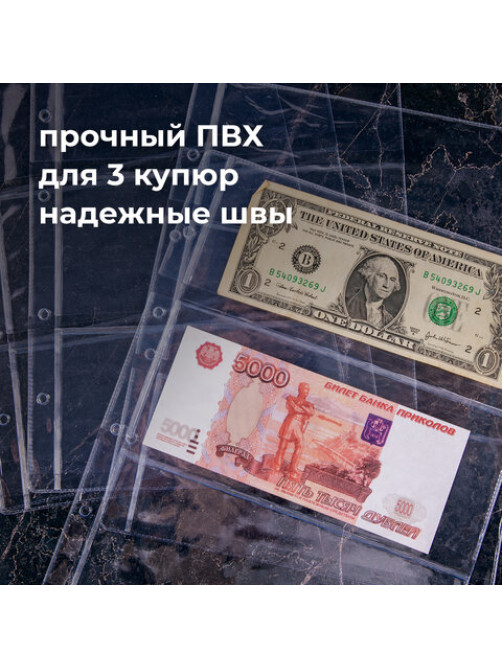 Листы-вкладыши для денежных купюр для альбома 