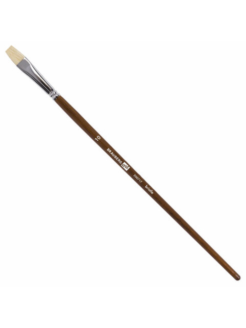 Кисть художественная профессиональная BRAUBERG ART CLASSIC, щетина, плоская, № 10, длинная ручка