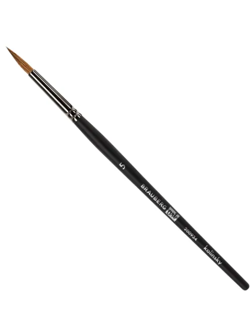 Кисть художественная проф. BRAUBERG ART CLASSIC, колонок, круглая, № 5, короткая ручка, 200934