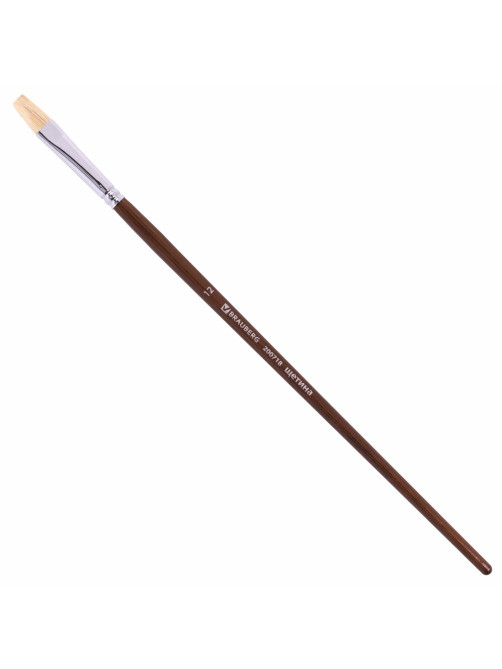 Кисть художественная профессиональная BRAUBERG ART CLASSIC, щетина, плоская, № 12, длинная ручка