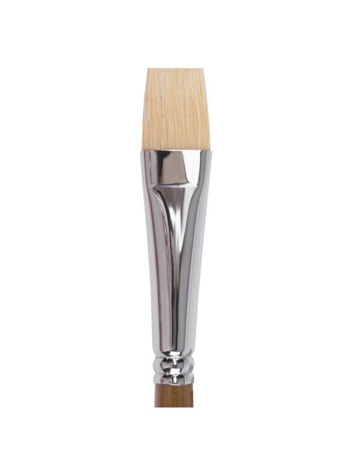Кисть художественная профессиональная BRAUBERG ART CLASSIC, щетина, плоская, № 20, длинная ручка