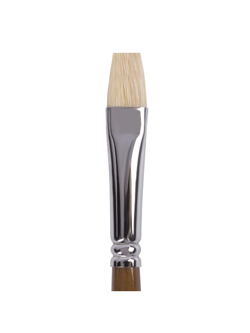 Кисть художественная профессиональная BRAUBERG ART CLASSIC, щетина, плоская, № 10, длинная ручка