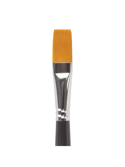 Кисть художественная профессиональная BRAUBERG ART CLASSIC, синтетика жесткая, плоская, № 18, длинная ручка, 200671
