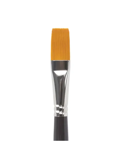 Кисть художественная профессиональная BRAUBERG ART CLASSIC, синтетика жесткая, плоская, № 18, длинная ручка, 200671