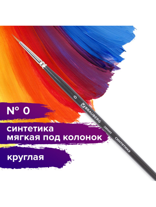 Кисть художественная проф. BRAUBERG ART CLASSIC, синтетика мягкая под колонок, кругл, № 0, кор руч