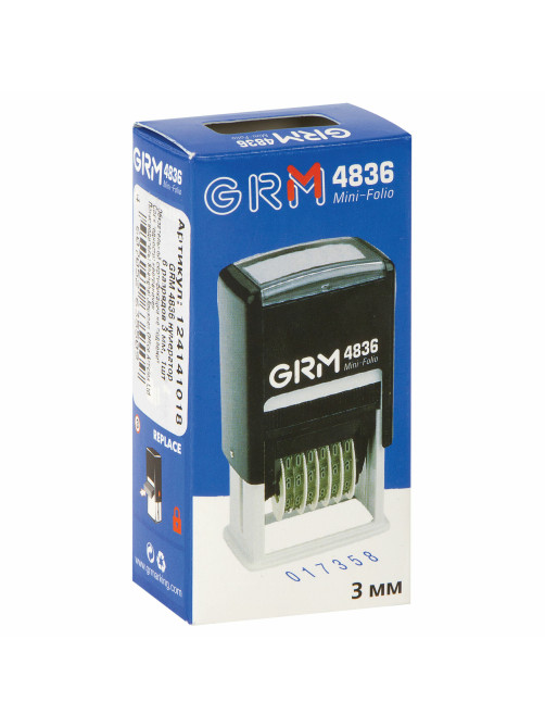 Нумератор 6-разрядный, оттиск 15х3 мм синий, GRM 4836, 124141018