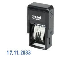Датер-мини, месяц ЦИФРАМИ, ДЛЯ БАНКА, оттиск 20х3,8 мм, синий,TRODAT 4810 P4, корпус черный, подушка, 82499