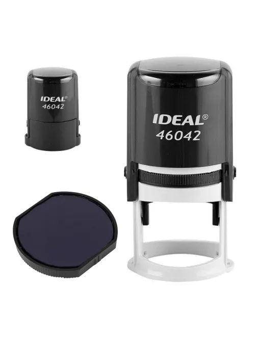 Оснастка для печатей оттиск D=42 мм, синий, TRODAT IDEAL 46042 P2, корпус черный, с крышкой, подушка, 125308