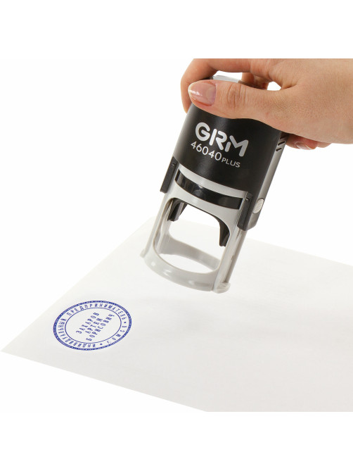 Оснастка для печатей, оттиск D=40 мм, синий, GRM 46040, корпус черный, крышка, подушка, 120900004