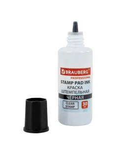 Краска штемпельная BRAUBERG PROFESSIONAL, clear stamp, черная, 30 мл, на водной основе, 227983