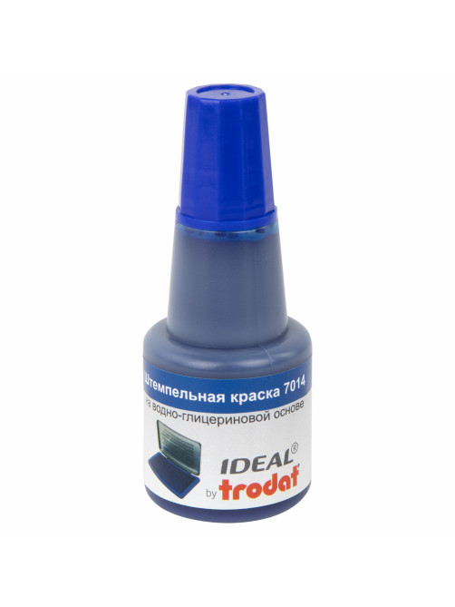 Краска штемпельная TRODAT IDEAL 7014 синяя 24 мл, на водно-глицериновой основе, 206916